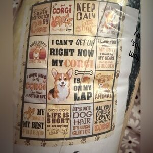 Corgi-Themed Dog Blanket - Brown and Tan